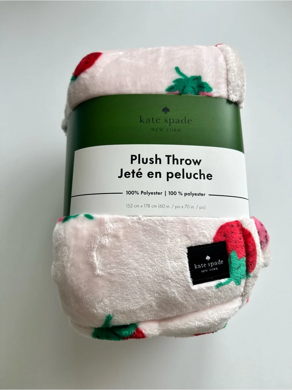 Kate Spade Pink Strawberry Plush Throw 60” x 70”